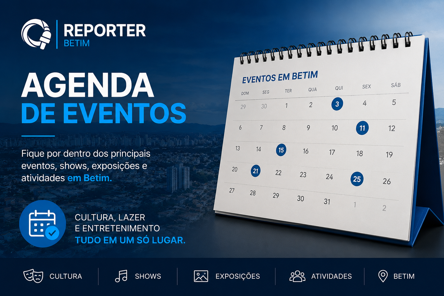 Especial da agenda de eventos de Betim